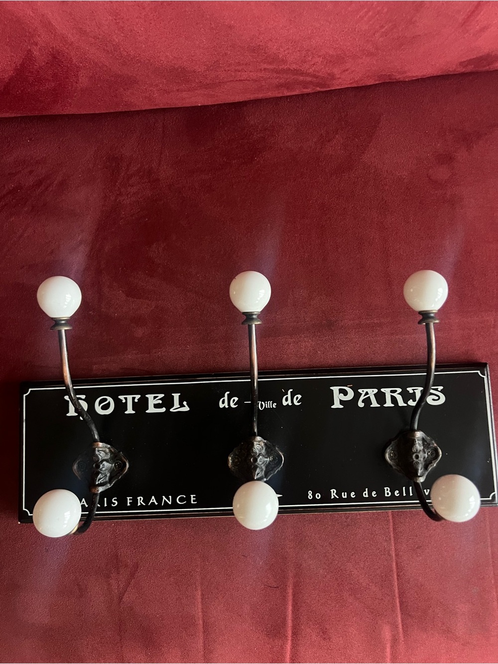 Hat/Coat Rack; Paris Themed Vintage Look Hooks